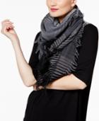 Eileen Fisher Wool Blend Fringed Check-print Scarf