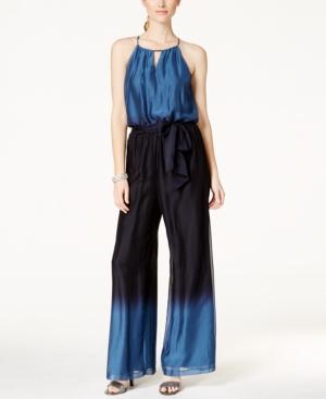 Tahari Asl Ombre Chiffon Halter Jumpsuit