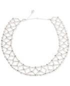 Anne Klein Silver-tone Imitation Pearl And Crystal Collar Necklace