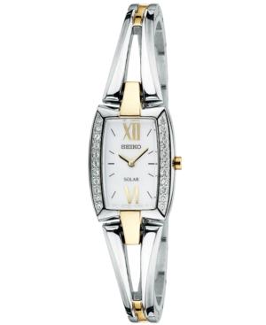 Seiko Watch, Women's Solar Two Tone Stainless Steel Bangle Bracelet 18mm Sup084
