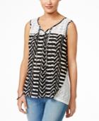 Style & Co. Printed Crocheted Top, Only At Macy's