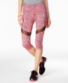 Material Girl Active Juniors' Printed Mesh-trim Cropped Leggings, Created For Macy's