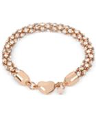 Betsey Johnson Rose Gold-tone Pave Crystal Heart Bracelet