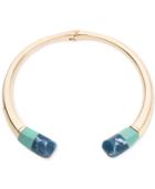 Anne Klein Gold-tone Blue Stone Hinged Collar Necklace