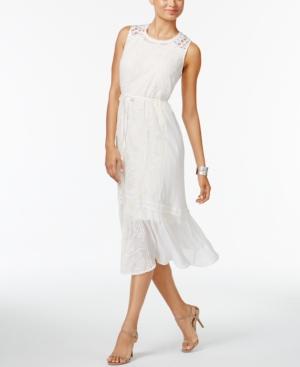 Chelsea And Theodore Embroidered Mixed-media Dress
