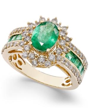 Emerald (1-3/4 Ct. T.w.) And Diamond (3/4 Ct. T.w.) Ring In 14k Gold