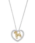 Aspca Tender Voices Diamond Necklace, Sterling Silver And 10k Gold-plated Diamond Dog Heart Pendant (1/6 Ct. T.w.)