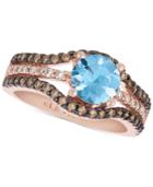 Le Vian Chocolatier Sea Blue Aquamarine (9/10 Ct. T.w.) & Diamond (1/2 Ct. T.w.) Ring In 14k Rose Gold