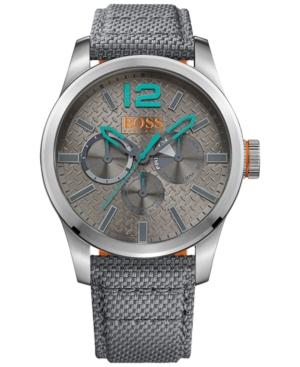 Boss Orange Men's Chronograph Paris Gray Fabric Strap Watch 47mm 1513379