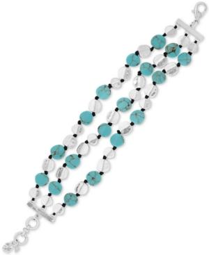 Lucky Brand Silver-tone Beaded Multi-strand Bracelet