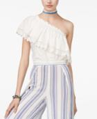 American Rag Juniors' One-shoulder Crochet Ruffle Crop Top, Only At Macy's