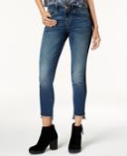 Rewind Juniors' Athletic Stripe Step-hem Skinny Jeans