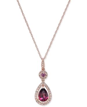 Rhodolite Garnet (1-1/10 Ct. T.w.) And Diamond (1/3 Ct. T.w.) Pendant Necklace In 14k Rose Gold