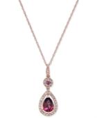 Rhodolite Garnet (1-1/10 Ct. T.w.) And Diamond (1/3 Ct. T.w.) Pendant Necklace In 14k Rose Gold