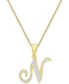 Diamond Accent Script Initial Pendant Necklace In 18k Gold-plated Sterling Silver