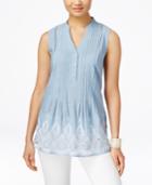 Style & Co. Sleeveless Pleated Shirt, Only At Macy's