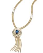 Charter Club Gold-tone Blue And Baguette Crystal Long Tassel Necklace, Only At Macy's