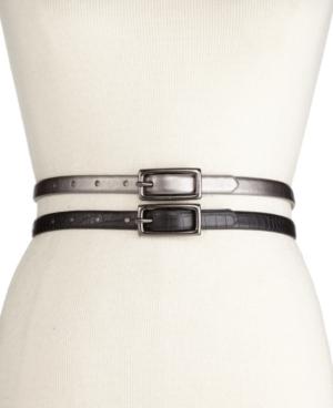 Style & Co. 2 For 1 Croc And Pewter Skinny Belts Belt