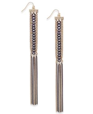 Thalia Sodi Gold-tone And Jet Chain Drop Earrings, Only At Macy's