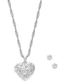 Charter Club Silver-tone Locket Necklace And Earrings