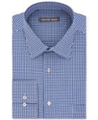 Geoffrey Beene Men's Tall Bedford Cord Classic-fit Wrinkle-free Cadet Blue Check Dress Shirt