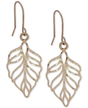 Leaf Openwork Drop Earrings In 10k Gold