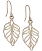 Leaf Openwork Drop Earrings In 10k Gold