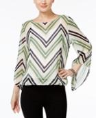 Alfani Petite Chevron Blouson Top, Created For Macy's