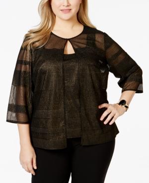 Alex Evenings Plus Size Metallic Jacket And Shell Set
