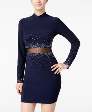 City Studios Juniors' Embellished Illusion Bodycon Dress