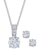 Giani Bernini 2-pc. Set Cubic Zirconia Stud Earring And Pendant Necklace In Sterling Silver, Only At Macy's