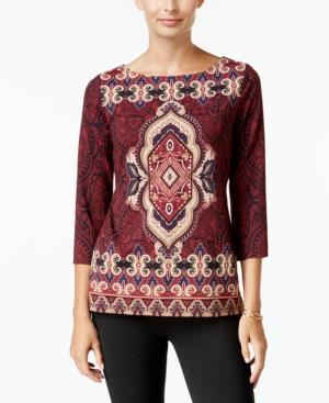 Charter Club Petite Ikat-print Top, Only At Macy's