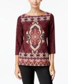 Charter Club Petite Ikat-print Top, Only At Macy's