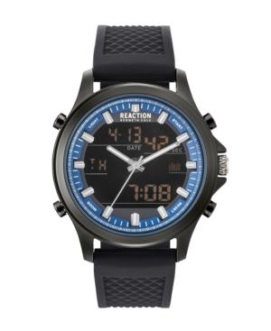 Kenneth Cole Reaction Men's Analog-digital Black Textured Silicone Strap Watch 44mm