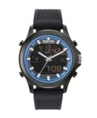 Kenneth Cole Reaction Men's Analog-digital Black Textured Silicone Strap Watch 44mm