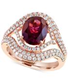 Effy Rhodolite (5-1/3 Ct. T.w.) And Diamond (9/10 Ct. T.w.) Ring In 14k Rose Gold