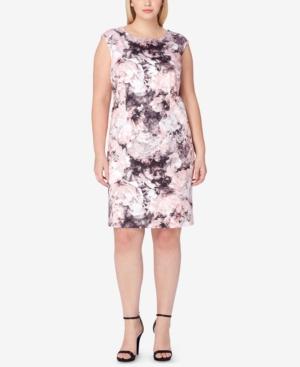 Tahari Asl Plus Size Floral-print Scuba Sheath Dress