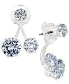 Inc International Concepts Silver-tone Crystal Double-stud Earring Jacket Earrings, Only At Macy's
