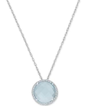 Blue Topaz (2-3/4 Ct. T.w.) And Diamond (1/8 Ct. T.w.) Pendant Necklace In 14k White Gold