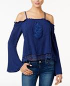 Guess Rye Embroidered Cold-shoulder Peasant Top