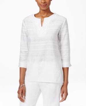 Alfred Dunner Petite Embellished Lace-yoke Tunic