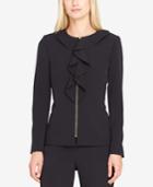 Tahari Asl Ruffled Zip-up Pantsuit