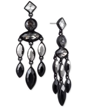 Dkny Black-tone Crystal & Stone Chandelier Earrings, Created For Macy's