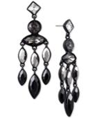 Dkny Black-tone Crystal & Stone Chandelier Earrings, Created For Macy's