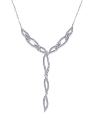 Danori Silver-tone Pave Leaf Lariat Necklace