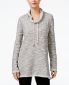 Style & Co Petite Marled Funnel-neck Sweatshirt, Only At Macy's