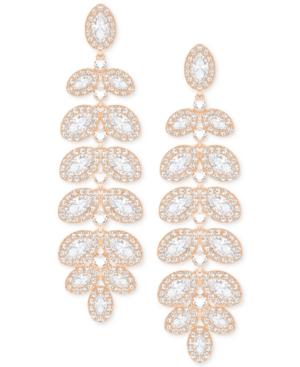 Swarovski Rose Gold-tone Crystal & Pave Drop Earrings