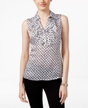 Tahari Asl Sleeveless Ruffled Blouse