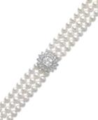 Arabella Cultured Freshwater Pearl (5mm) And Swarovski Zirconia Bracelet In Sterling Silver