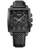 Boss Hugo Boss Men's Chronograph Hb-1005 Black Leather Strap Watch 39x40mm 1513357